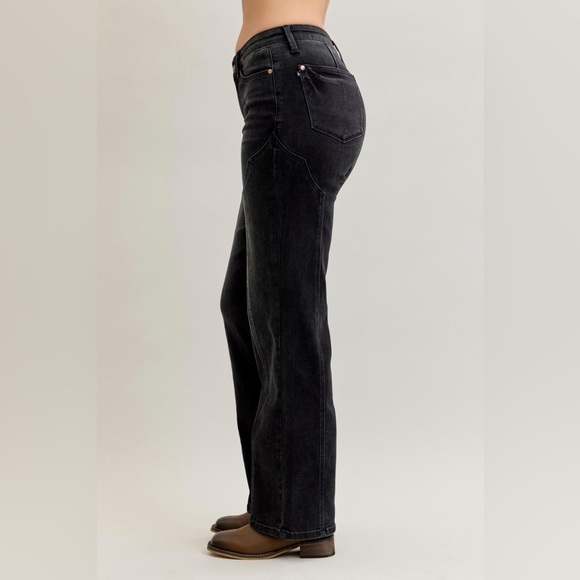 NEW 🎉Judy Blue Mid Rise Straight Western Seam Detail Jeans - Picture 10 of 11